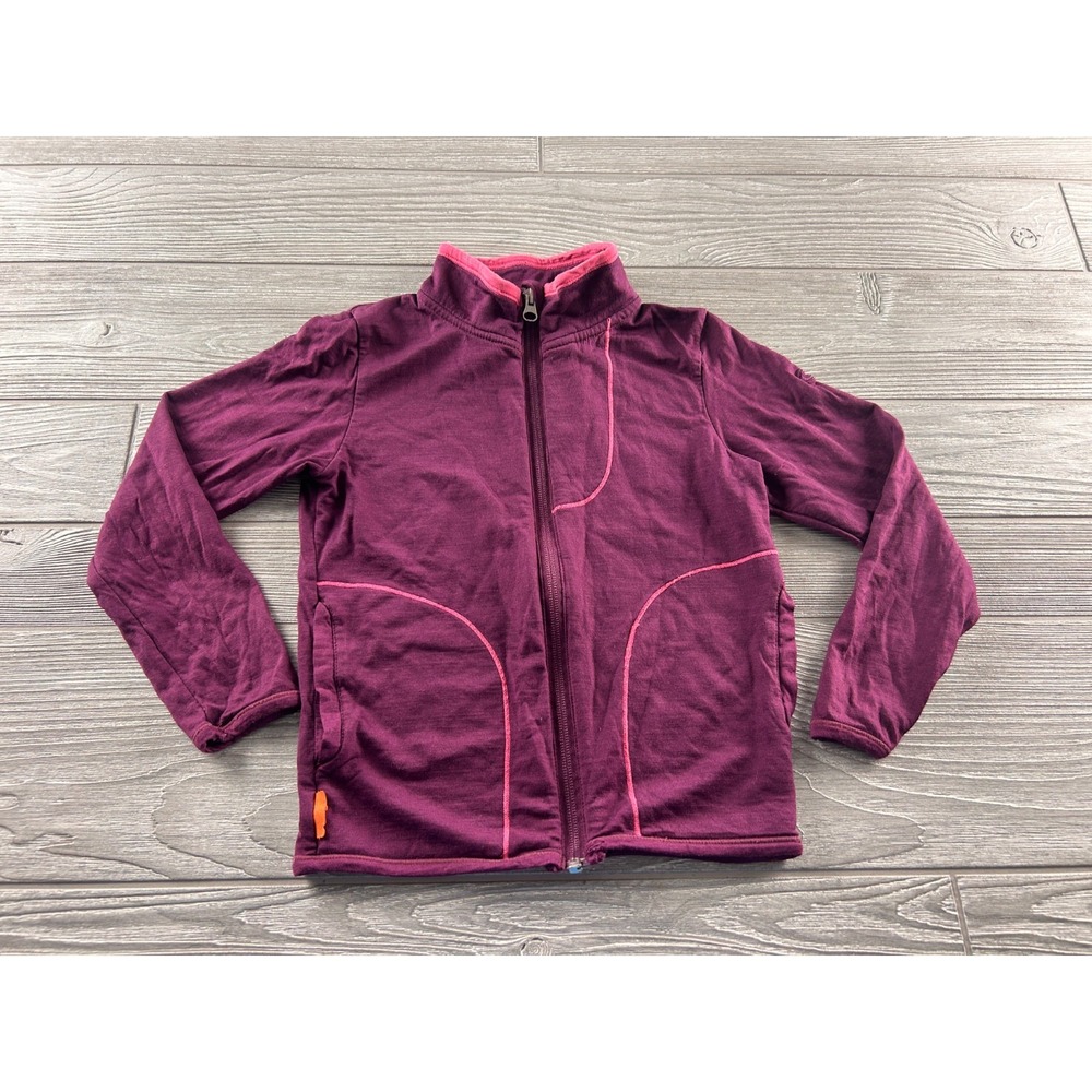 Icebreaker Merino Youth Girls Size 5/6 Purple Full Zip Jacket Midweight 260